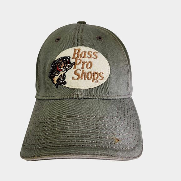 Bass Pro Shops Mens Cap Hat Strapback Green Patch Fishing Outdoors Adjustable - Picture 2 of 8